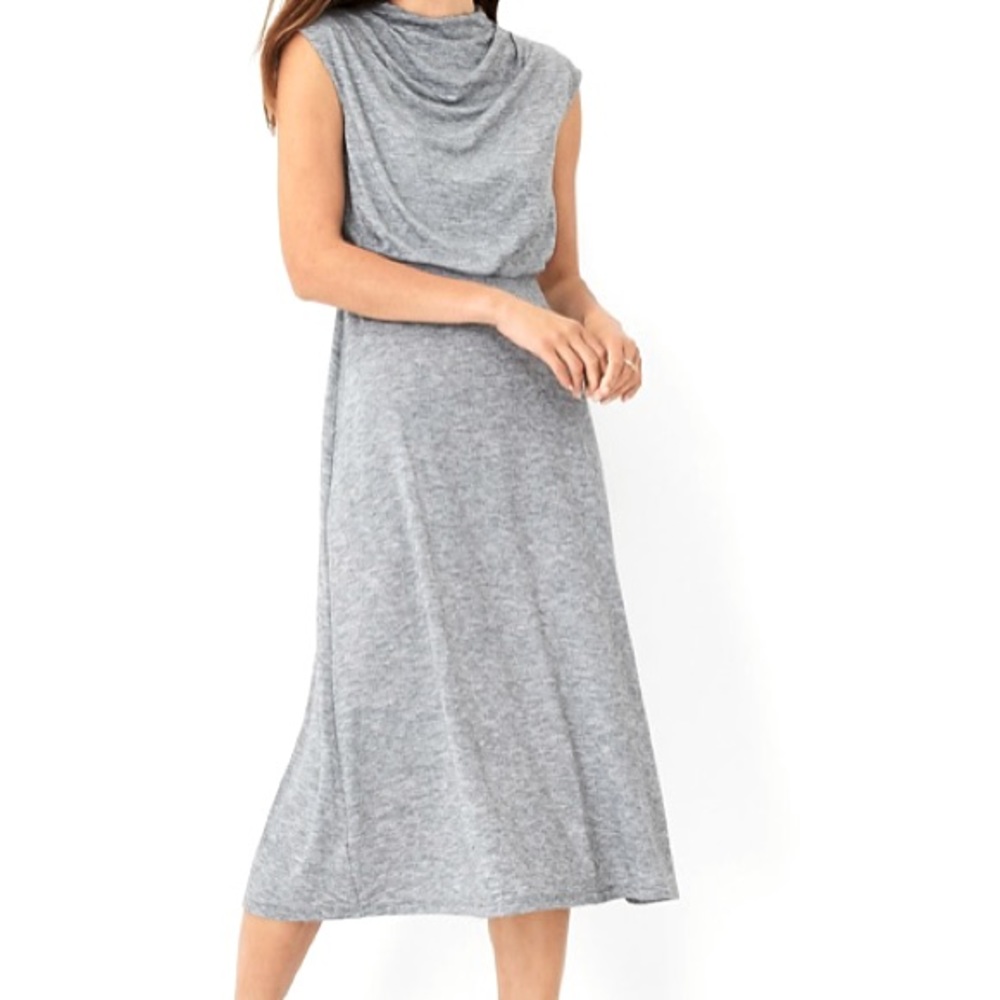 Ann Taylor Petite Blouson Flare Dress. Gray. Soft and comfy! NWT